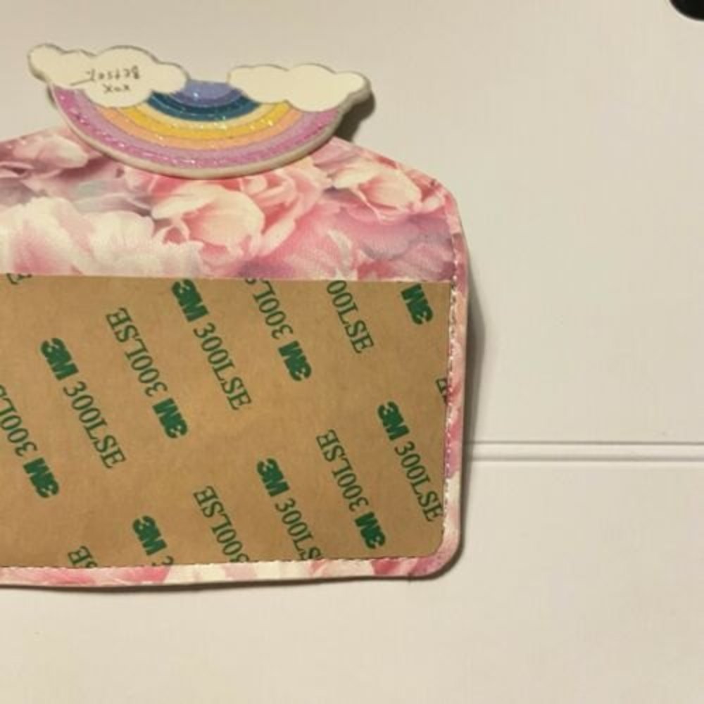 Betsey Johnson Stick on Phone Pink Wallet Floral Rainbow - Picture 6 of 6